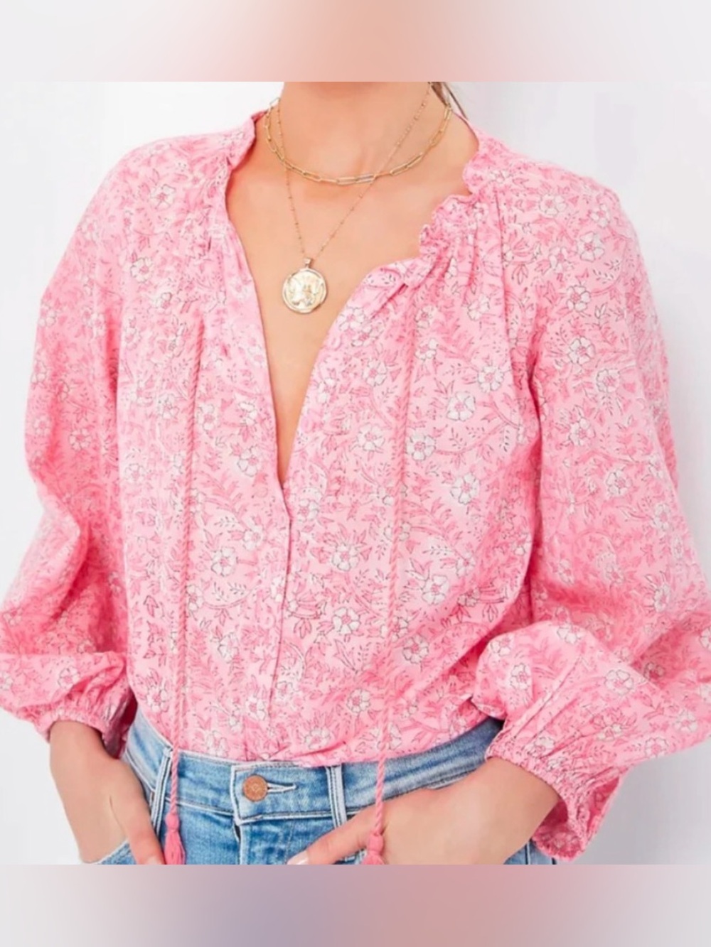 EMERSON FRY India Collection Bardot floral blouse